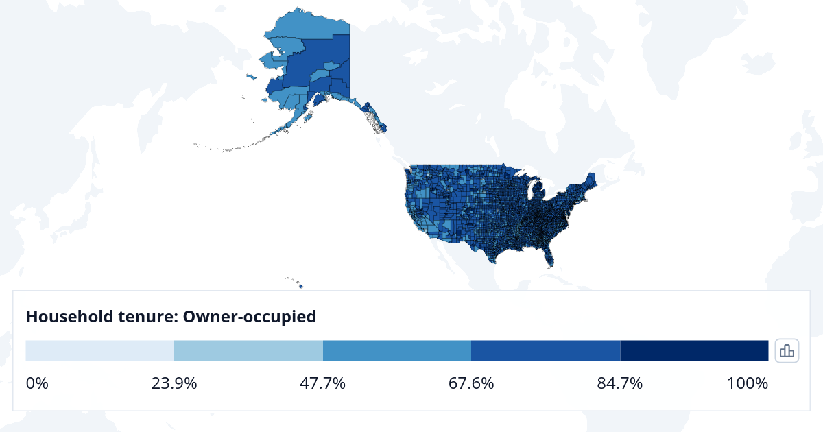 Household tenure: Owner-occupied in the US · 2024 American Community Survey